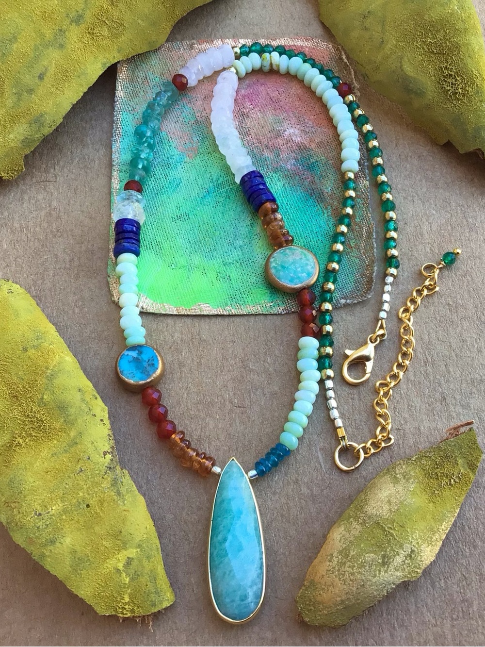 Natural Genuine Gemstones Sundance Charm Necklace